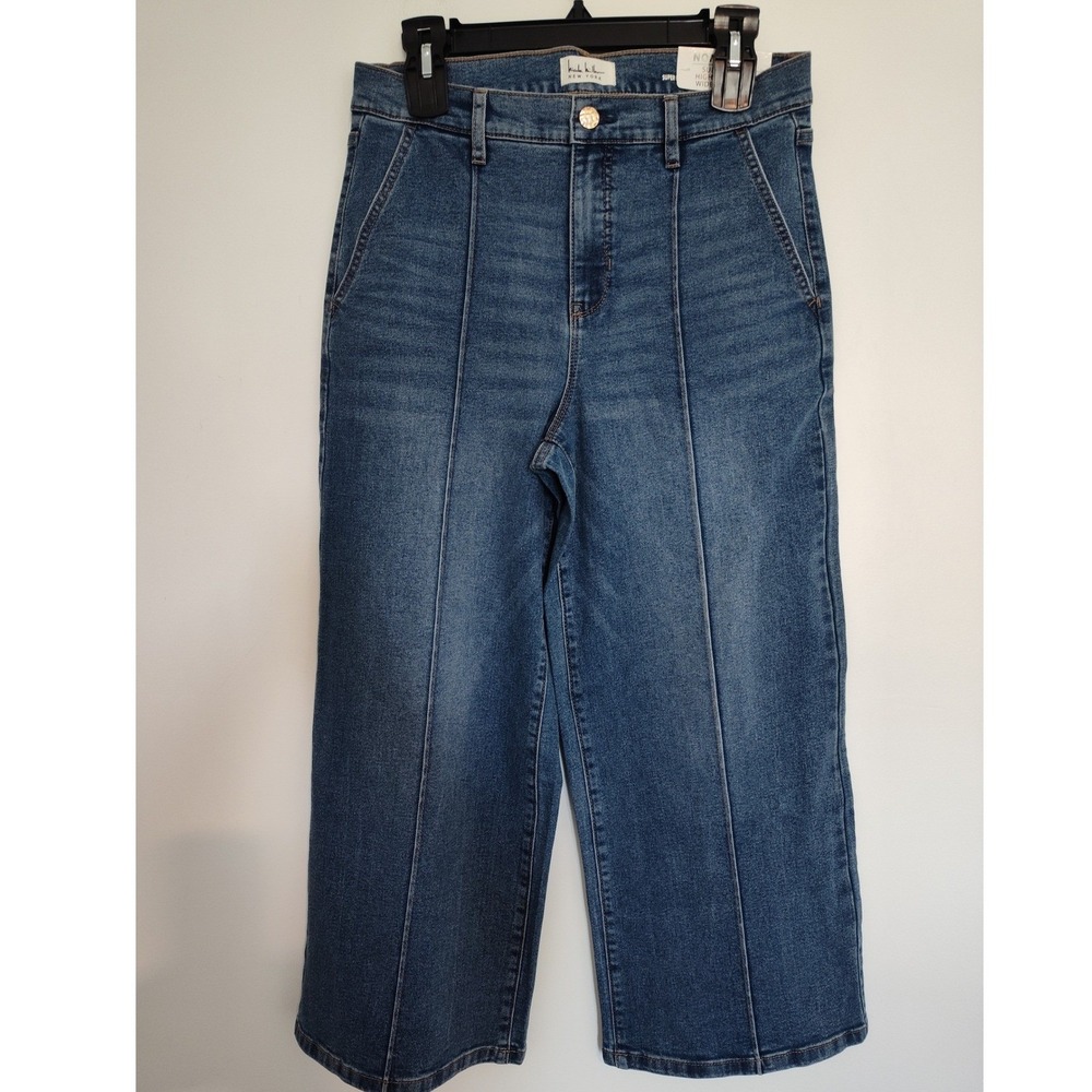 Nicole Miller New York Nomad Super High Rise Wide Leg Jeans Blue Size 8 NEW